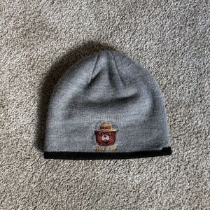Smokey the Bear Embroidered Knit Grey Beanie